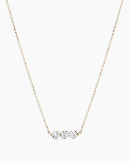 Lab Grown Diamond Halo Row Necklace || option::14K Solid Gold