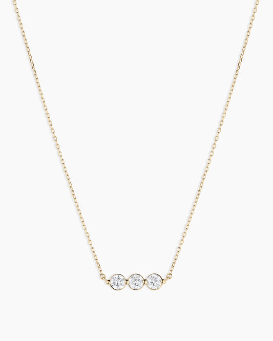 Lab Grown Diamond Halo Row Necklace || option::14K Solid Gold