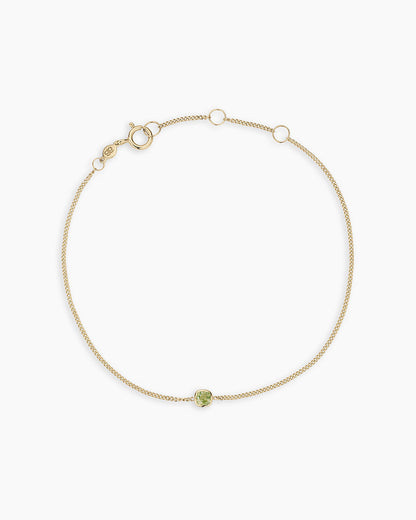 14K Gold Wilder Birthstone Bracelet || option::14K Solid Gold, Peridot - August