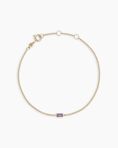 x14K Gold Wilder Birthstone Bracelet || option::14K Solid Gold, Amethyst - February