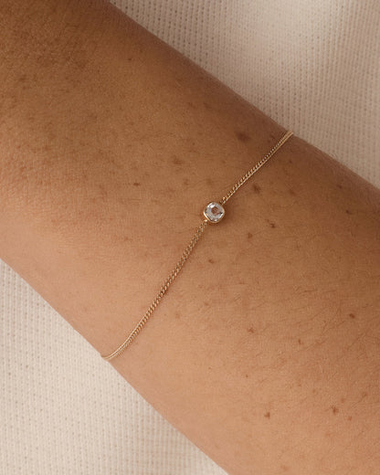 14K Gold Wilder Birthstone Bracelet || option::14K Solid Gold, White Topaz - April