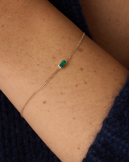 14K Gold Wilder Birthstone Bracelet || option::14K Solid Gold, Green Agate - May