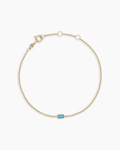 14K Gold Wilder Birthstone Bracelet || option::14K Solid Gold, Turquoise - December