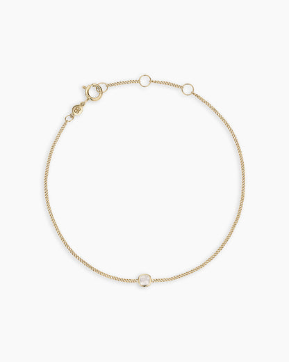 14K Gold Wilder Birthstone Bracelet || option::14K Solid Gold, Moonstone - June