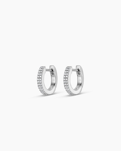 Wilder Shimmer Bar Huggies || option::Silver Plated