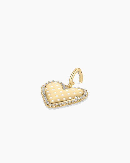 Vintage Heart Dot Parker Charm || option::18K Gold Plated