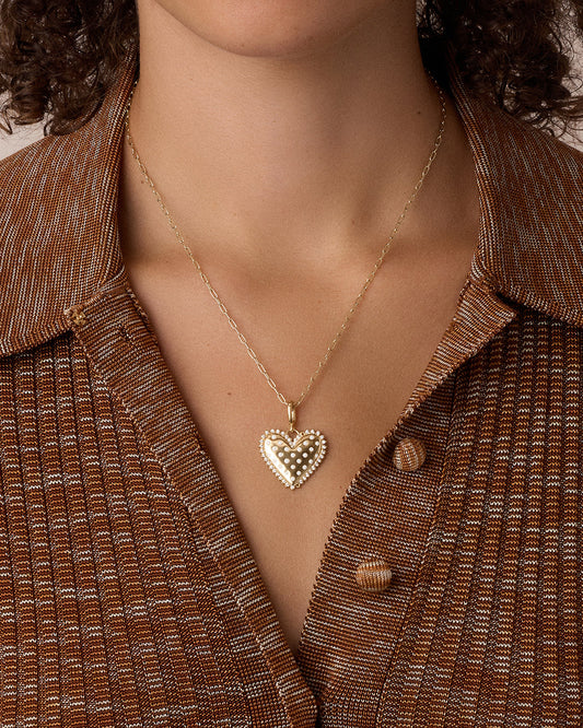 Vintage Heart Dot Parker Charm || option::18K Gold Plated