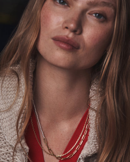 Florence Pearl Chain Necklace || option::18K Gold Plated