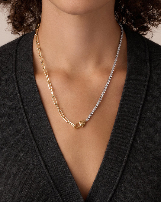 Florence Tennis Chain Necklace || option::18K Gold Plated
