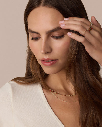 Capri Necklace - Red || option::18K Gold Plated, Red