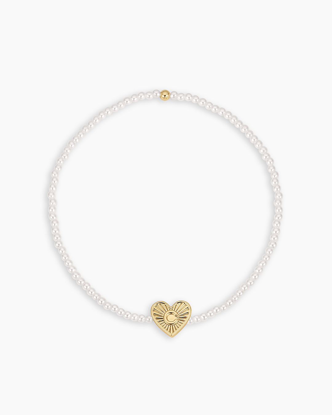 Pearl Vintage Heart Alphabet Bracelet || option::18K Gold Plated, C