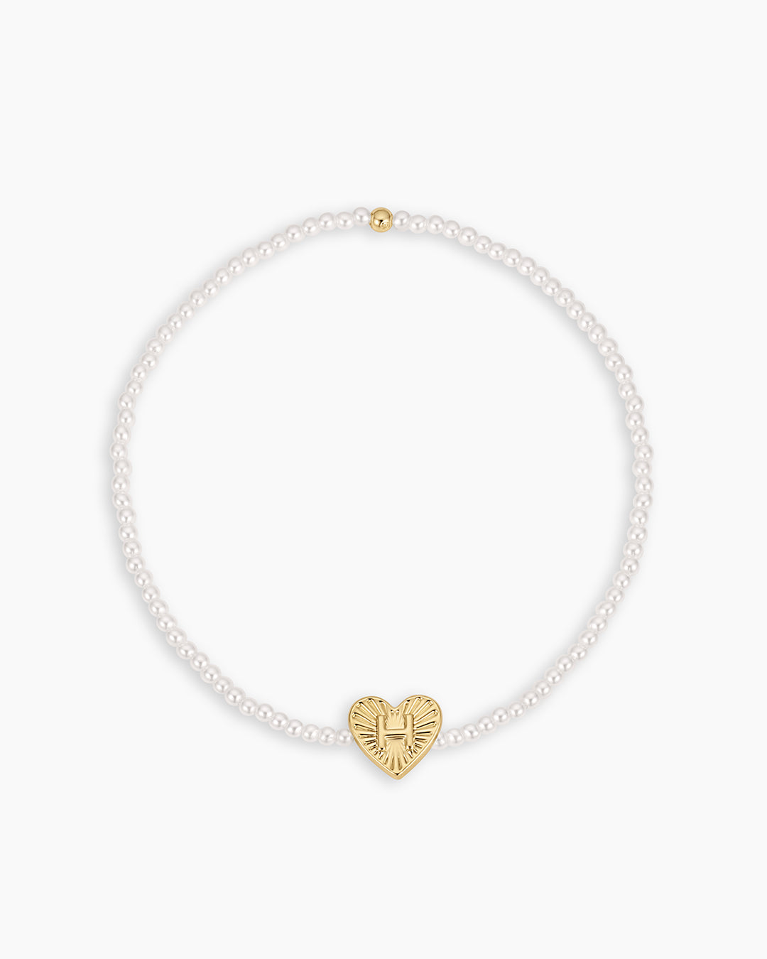 Pearl Vintage Heart Alphabet Bracelet || option::18K Gold Plated, H