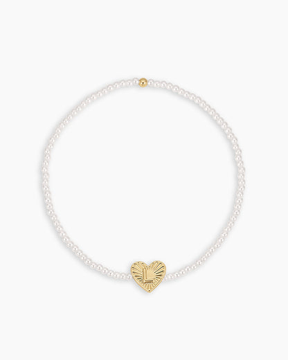 Pearl Vintage Heart Alphabet Bracelet