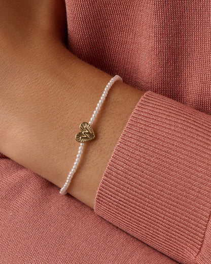 Pearl Vintage Heart Alphabet Bracelet