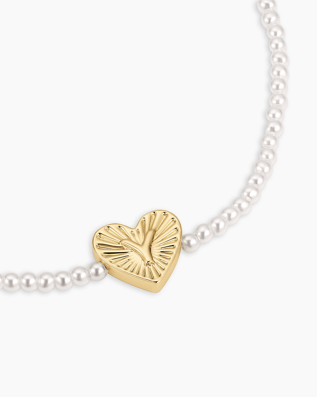 Pearl Vintage Heart Alphabet Bracelet || option::18K Gold Plated, Y