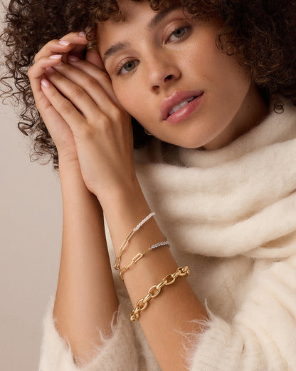 Florence Tennis Chain Bracelet || option::18K Gold Plated