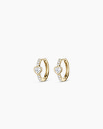 Lab Grown Diamond Heart Huggies || option::14K Solid Gold
