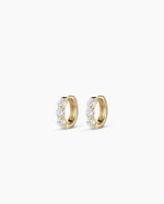 Lab Grown Diamond Halo Trio Huggies || option::14K Solid Gold