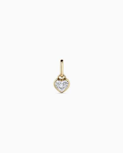 Lab Grown Diamond Heart Charm || option::14K Solid Gold