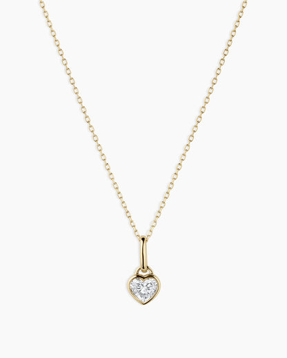 Lab Grown Diamond Heart Charm Necklace || option::14K Solid Gold