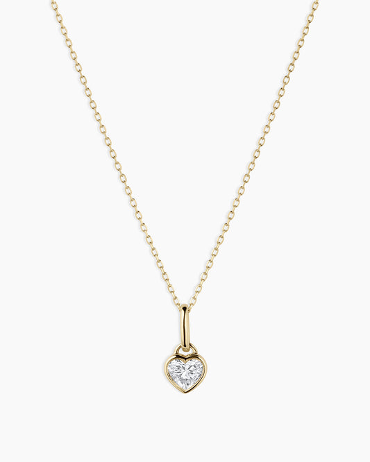 Lab Grown Diamond Heart Charm Necklace || option::14K Solid Gold