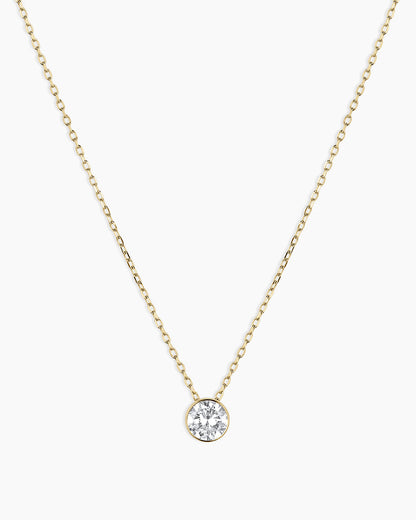 Lab Grown Diamond Halo Necklace || option::14K Solid Gold