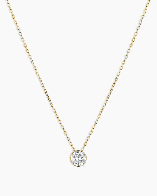 Lab Grown Diamond Halo Necklace || option::14K Solid Gold