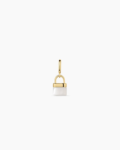 Padlock Parker Charm || option::18K Gold Plated, Mother of Pearl