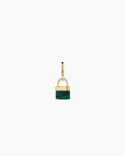 Padlock Parker Charm || option::18K Gold Plated, Malachite
