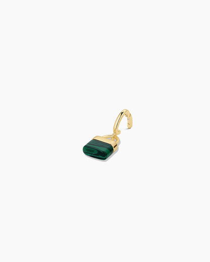 Padlock Parker Charm || option::18K Gold Plated, Malachite