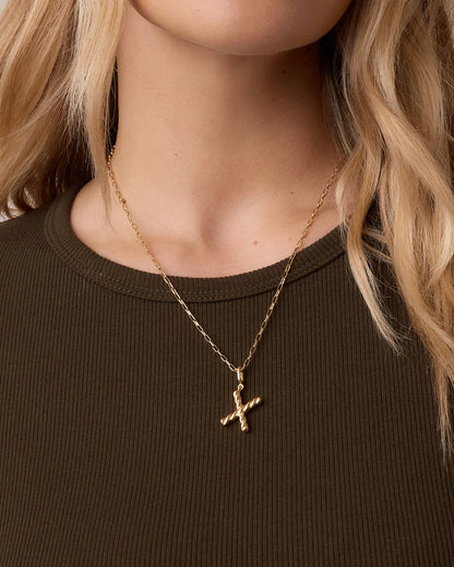 Crew Alphabet Statement Charm || option::18K Gold Plated, X