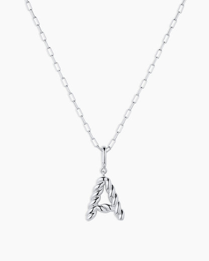 Crew Alphabet Statement Charm Necklace || option::Silver Plated, A