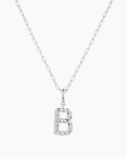 Crew Alphabet Statement Charm Necklace || option::Silver Plated, B