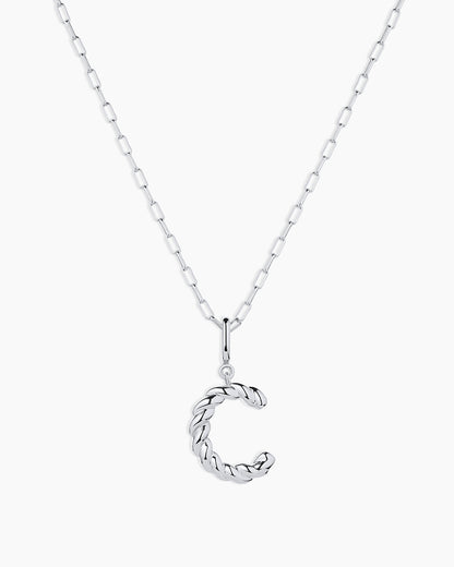 Crew Alphabet Statement Charm Necklace || option::Silver Plated, C