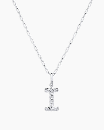 Crew Alphabet Statement Charm Necklace || option::Silver Plated, I
