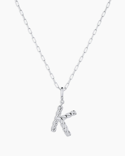 Crew Alphabet Statement Charm Necklace || option::Silver Plated, K
