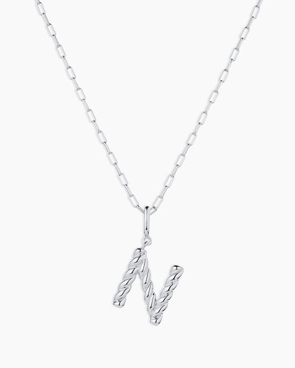 Crew Alphabet Statement Charm Necklace || option::Silver Plated, N