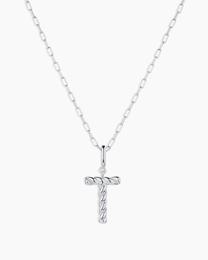 Crew Alphabet Statement Charm Necklace || option::Silver Plated, T