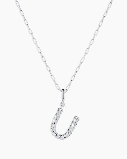 Crew Alphabet Statement Charm Necklace || option::Silver Plated, U