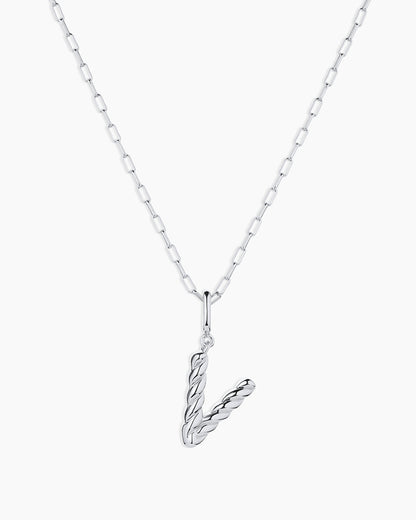 Crew Alphabet Statement Charm Necklace || option::Silver Plated, V