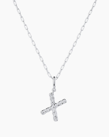 Crew Alphabet Statement Charm Necklace || option::Silver Plated, X