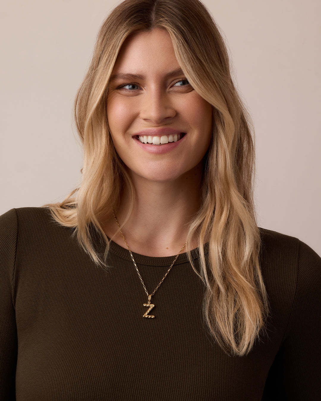 Crew Alphabet Statement Charm Necklace || option::18K Gold Plated, E