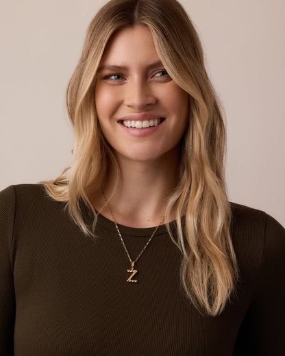 Crew Alphabet Statement Charm Necklace || option::18K Gold Plated, E