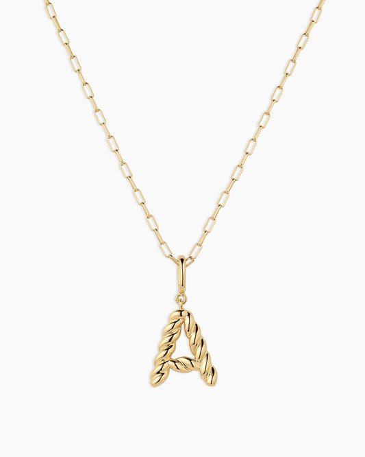 Crew Alphabet Statement Charm Necklace || option::18K Gold Plated, A