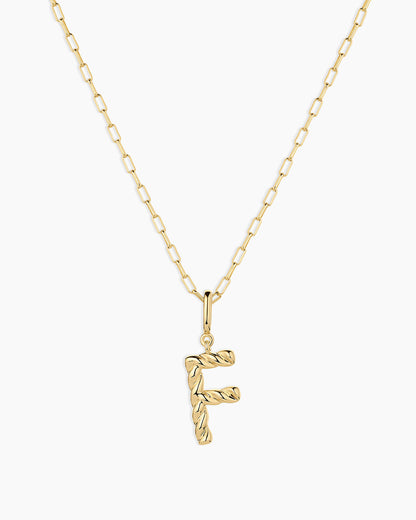 Crew Alphabet Statement Charm Necklace || option::18K Gold Plated, F