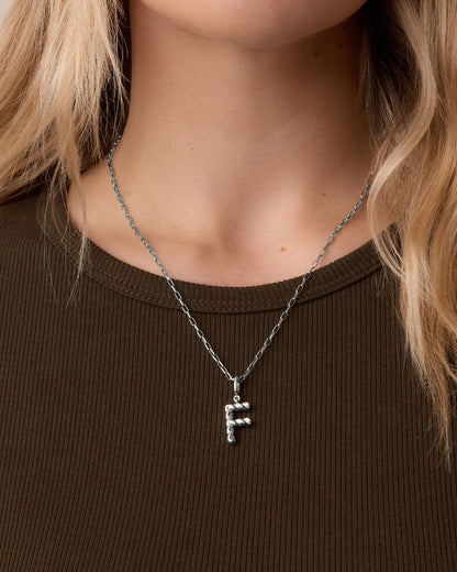 Crew Alphabet Statement Charm Necklace || option::Silver Plated, F