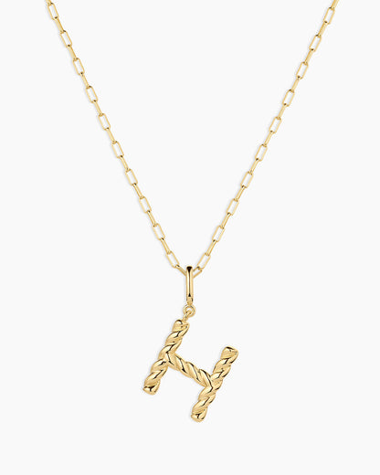 Crew Alphabet Statement Charm Necklace || option::18K Gold Plated, H