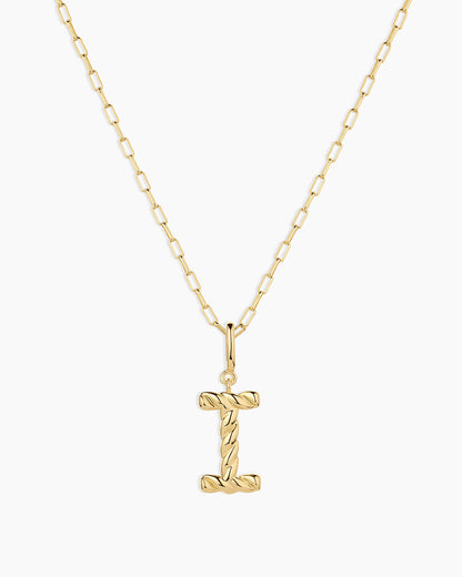 Crew Alphabet Statement Charm Necklace || option::18K Gold Plated, I