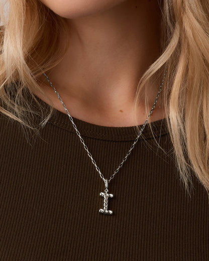 Crew Alphabet Statement Charm Necklace || option::Silver Plated, I