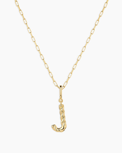 Crew Alphabet Statement Charm Necklace || option::18K Gold Plated, J